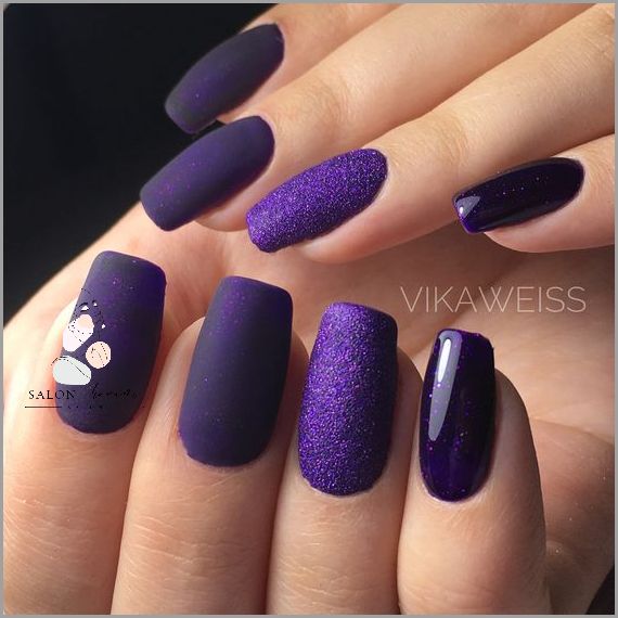 Przepiękne Fioletowe Paznokcie Z Brokatem!