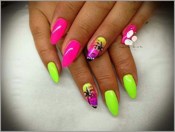 Królują Neonowe Wzory Geometryczne na Paznokciach!