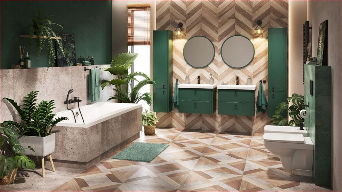Łazienka w butelkowej zieleni - naturalne piękno i styl w jednym wnętrzu