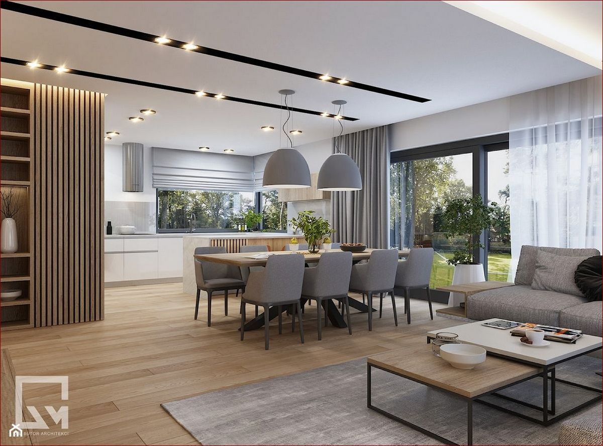 Nowoczesny salon z jadalnią aranżacje: Odkryj magię otwartej przestrzeni () Nowoczesny salon z jadalnią aranżacje: Odkryj magię otwartej przestrzeni